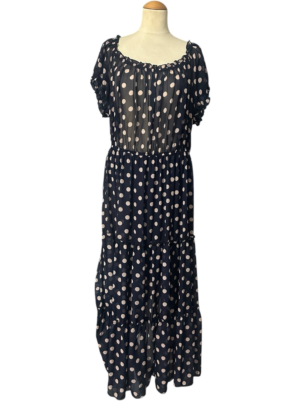 Kate and Lily Polka Dot Maxi Dress Navy Size 20W
